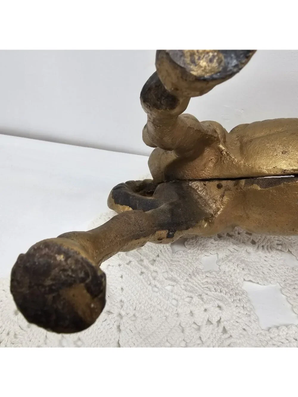 Antique Cast Iron Horse Still Bank AC Williams Beauty Gold Paint Coin Penny